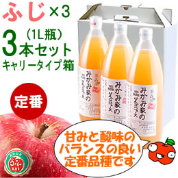 みかみ家のりんごジュース3本セット[ふじ×3][1L]