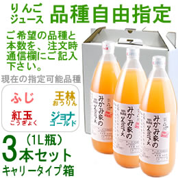 みかみ家のりんごジュース3本セット[品種自由指定][1L]