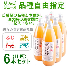 みかみ家のりんごジュース6本セット[品種自由指定][1L]